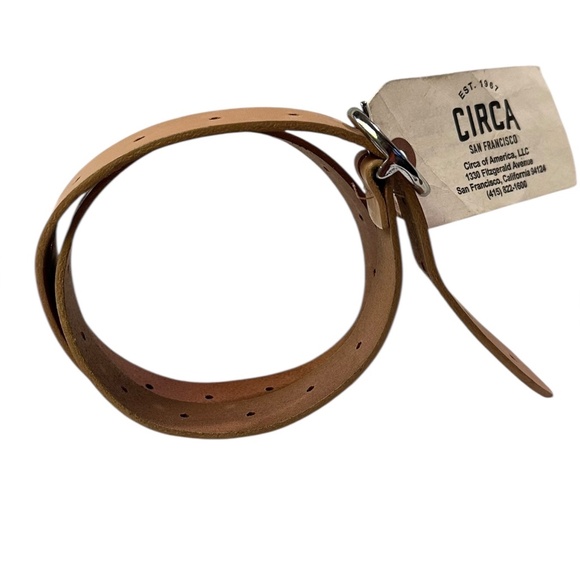 Genuine CIRCA Tan Leather With Circular Metal Buckle Women Belt Medium - Picture 6 of 8